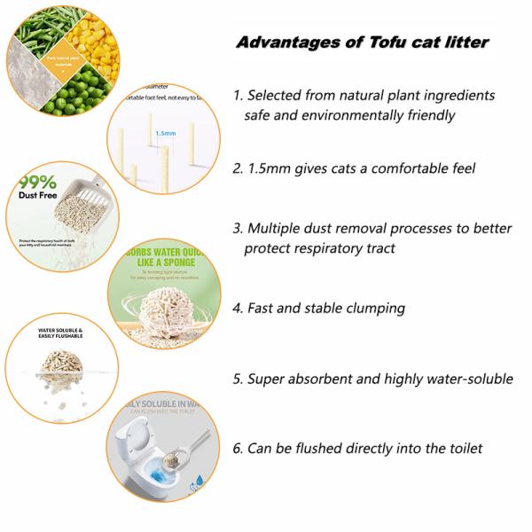 Bulk Tofu Cat Litter Fast Water Absorption Agglomeration Deodorization Nala Arena Para Gatos