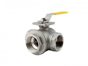Buy cheap DN40 3 Way Stainless Ball Valve 5-8F 316L Body PTFE Seats NPT Or Tri Clover Clamp Ends product