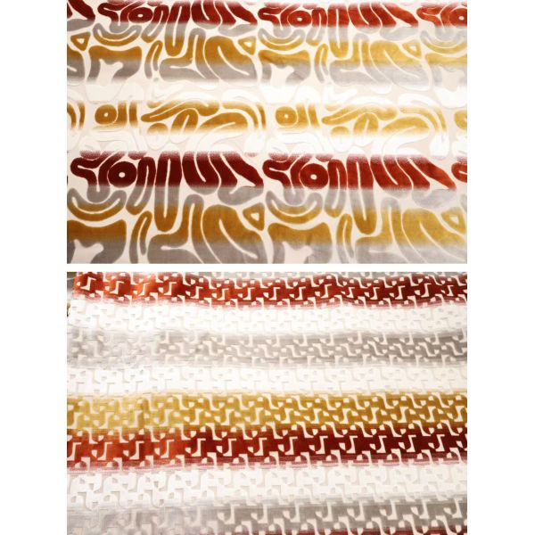 Gradient Geometric Jacquard Velvet with Color Stripes---Homelike