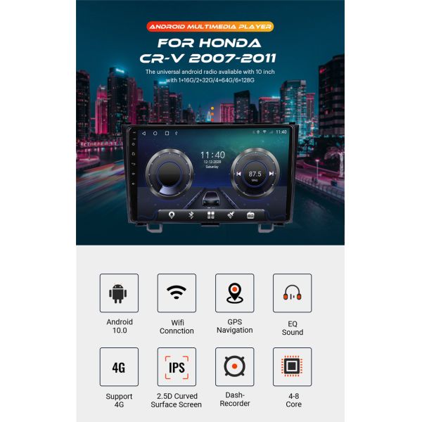 Android Car Radio for Honda CR-V 3 RE CRV 2007-2011 Multimedia Video Player 2 Din Navigation GPS Carplay