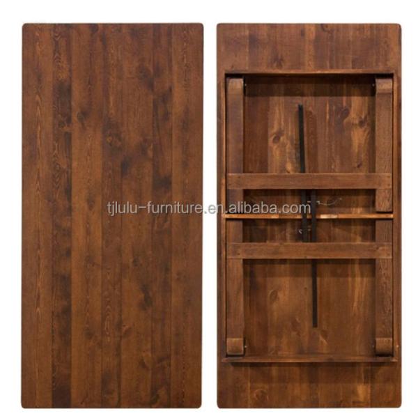 Wholesales Banquet Hotel Home Foldable Solid Pine Wood Farm Table and Bench in Luxury Classic Style with Mail Packing Y