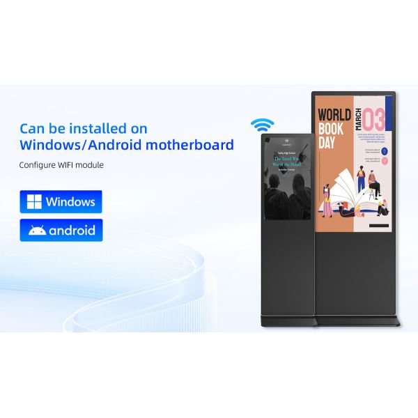LCD Floor Standing Digital Signage Display Cloud Control for Shopping Mall Airport 4K UHD Android Commercial