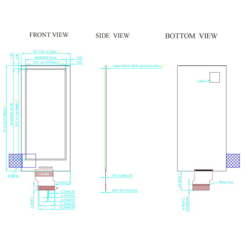 2.9 Inch E Ink Display 128×296 Resolution 24 Pin Ultra Low Power 2 Color E Ink Screen