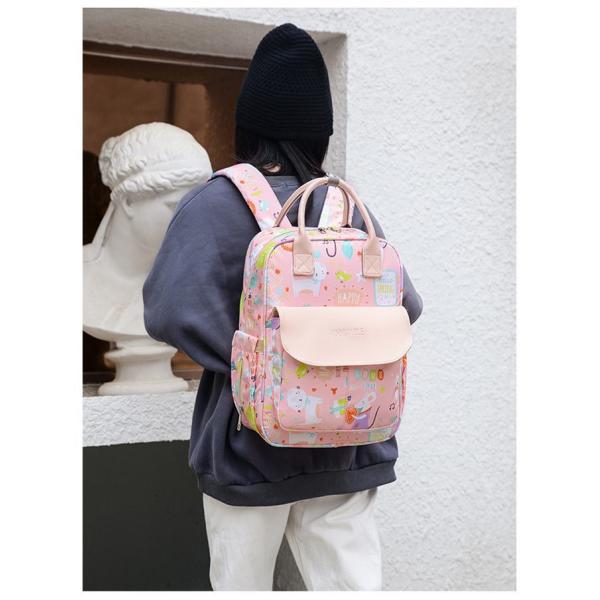 Animal Prints Polyester Rucksack Changing Travel Diaper Bags 27*15*42cm