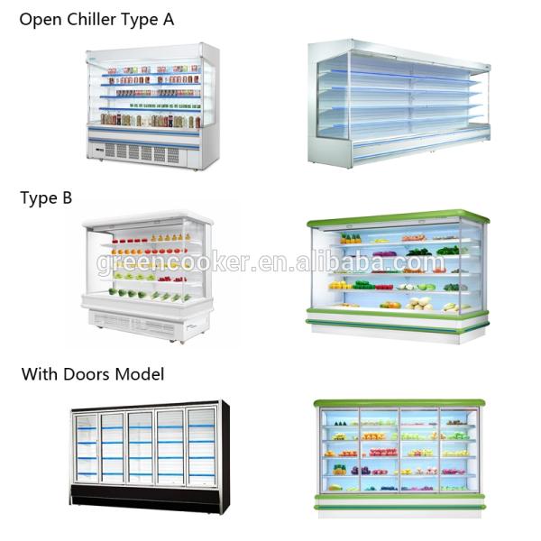 Led Light Multideck Open Chiller Cabinet For Fresh Fruit And Vegetable