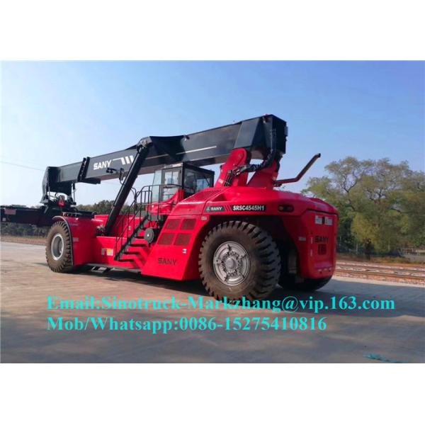 Yellow Port Handling Equipments Forklift Reach Stacker With Cummins VOLVO Diesel Engine