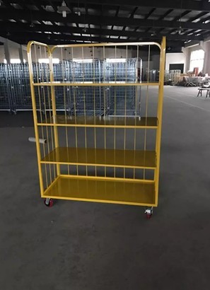 Three Side Powder Coated Warehouse Storage Racks Folding Pallet Logistic Trolley Foldable logistic trolley