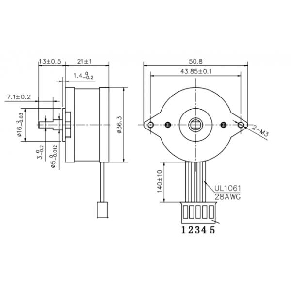 Small Size Position Control Stepper Motor Nema 14 35mm Two Phase 36HM21 1