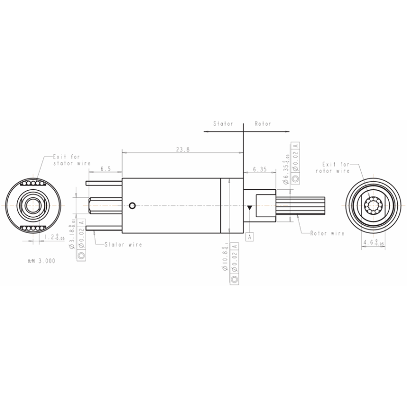 OD 10.8mm High Speed Slip Ring , Super Miniature Slip Ring For High Precision Instruments