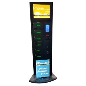 China Coin Operated Cell Phone Charging Stations For Library School Restaurant with Remote Ads uploading function on sale