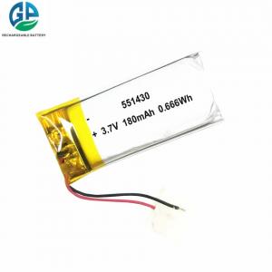 Buy cheap High Capacity Rechargeable Li Polymer Battery 3.7 V 551430 180mah product