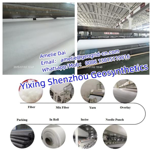 Width 4M Permeability 300g PET Nonwoven Geotextile Fabric Drainage Separation Reinforcement Soft Soil