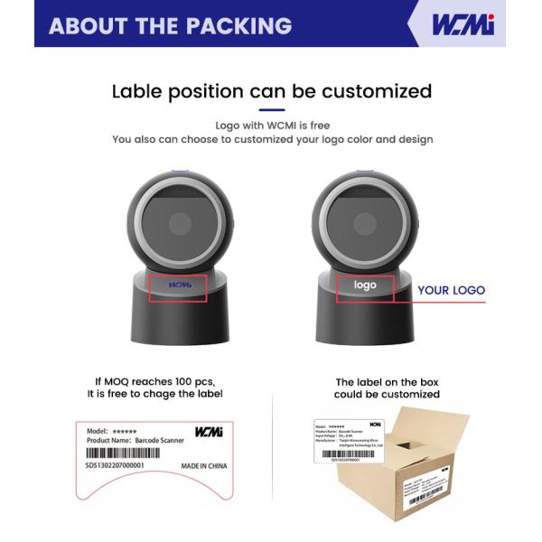 WCMI 1d&2d Hands Free Bar Code Cord Scanner High Speed Barcode Reader Desktop QR 2d Scanner Work With Printer