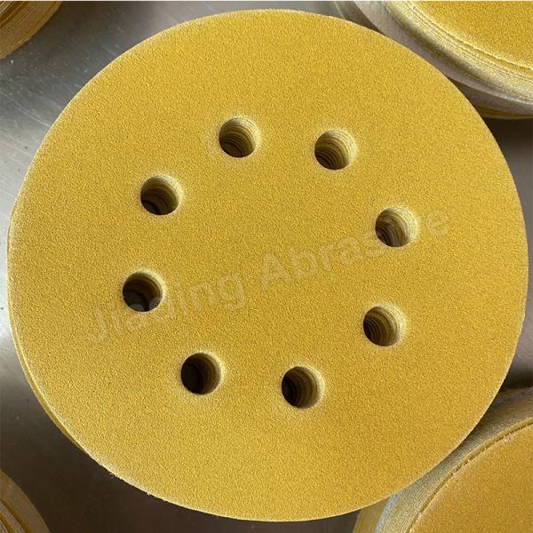 Customized Support 6 inch Yellow Flocking Round Sanding Disc for Automotive Grinding