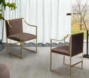 Buy cheap Hot selling gold stainless steel dining chair velvet upholstery armrest chair for living room product