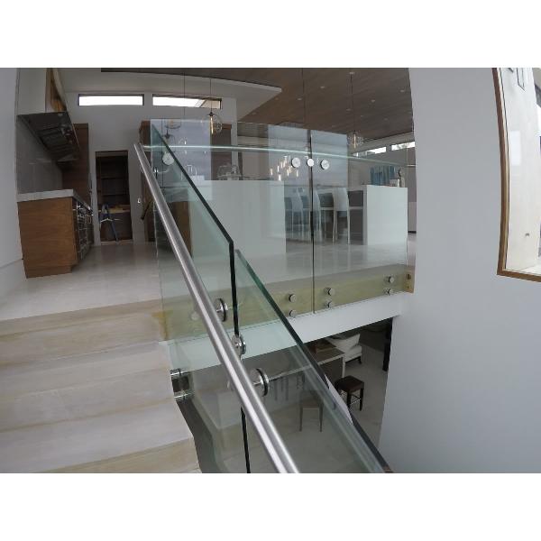 Indoor Staircase Post Glass Railing Custom Handrail Sizes With 12mm Tempered Glass