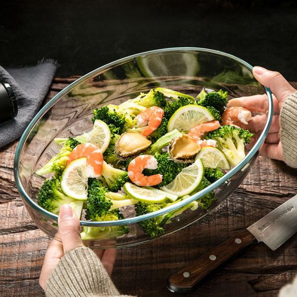 Microwave Oven Heated Transparent Glass Baking Tray