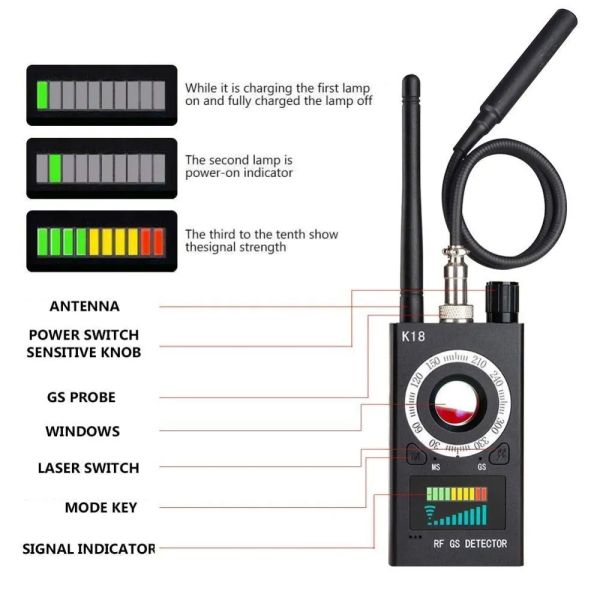 Mini Camera Detector GPS Signal RF Tracker for Portable Wireless RF Signal Detection