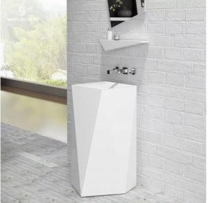 Buy cheap Acrylic Cabinet Bathroom Wash Basin Luxury Column Pedestal Sink product