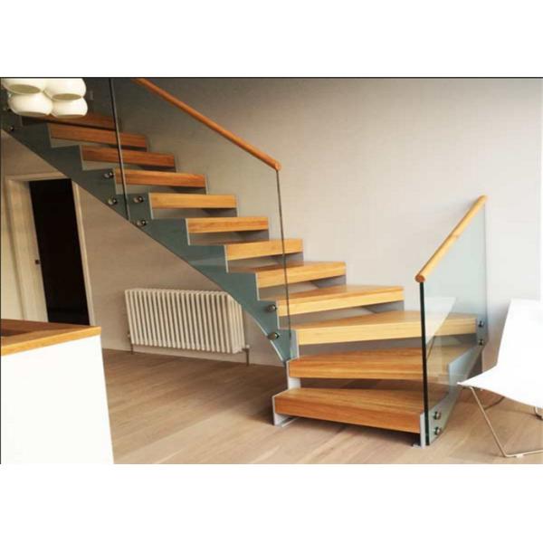 Solid Wood Steps Straight Flight Staircase Humanized Design Free Sample , Diy Fitting