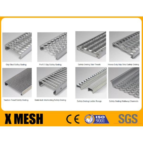 Hot Dipped Galvanised Grip Strut Perforated Metal Mesh Plank Grating In Silver