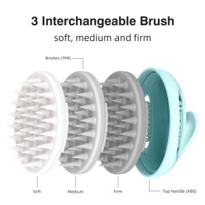 Blue Easy Clean Scalp Massager With 3 Interchangeable Scrubbers