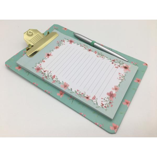 Customized Sticky Memo Notepad / Green Sticky Notes With Pen Stationery Set