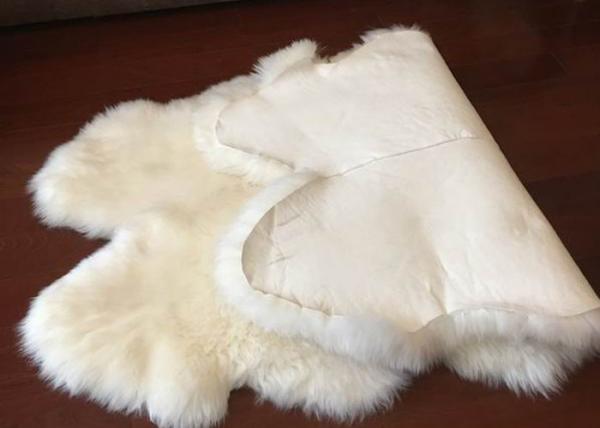 Quality Genuine Bedroom Sheepskin Rugs , 4 Pelt Real Sheepskin Blanket 120x180cm for sale