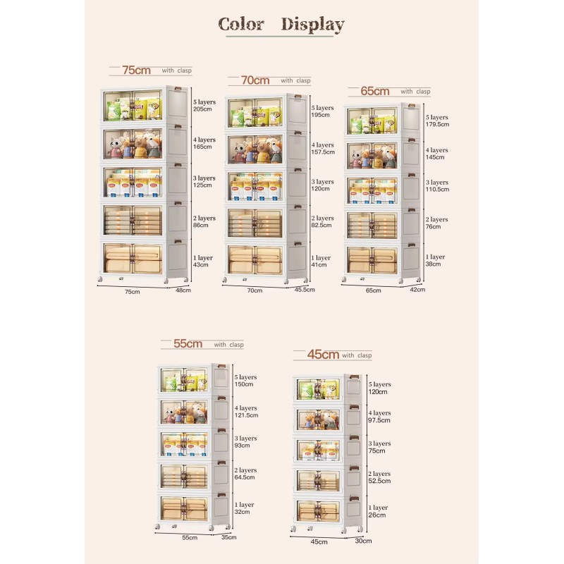 Home Transparent Clothing Folding Stackable Door Open Storage Cabinets Storage Boxes & Bins Storage Organizer
