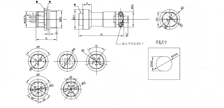 GX12-3 Pin Aviation Plug Connector with 1500V Withstand Voltage IP65 Protection and Aluminum Alloy Body