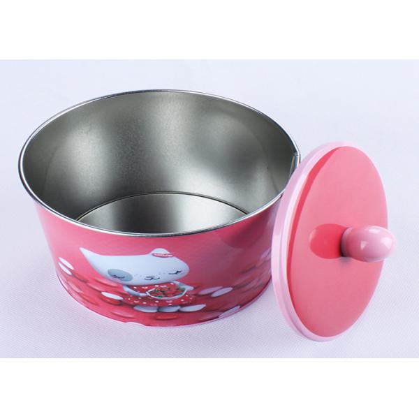 135 x 150 MM Cylinder Cookie Packaging Gift Tins Container Box With Nob On Lid