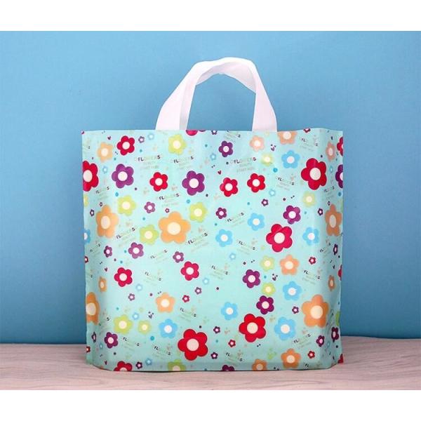 Manufacturer Custom Logo Printing soft loop handle plastic bag,promotional 100% biodegradable custom printed soft loop h