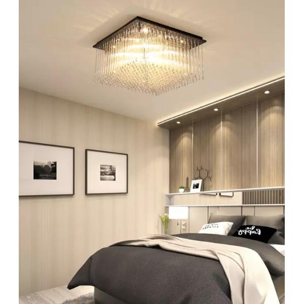Luxurious Led Downlight Ceiling Light Rectangular Modern Crystal Chandelier