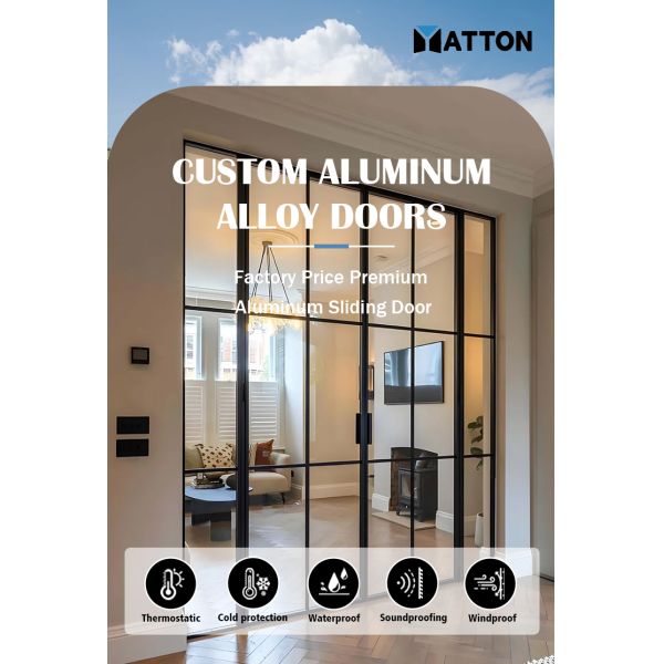 YATTON Easy Installation Double-layer Insulated Tempered Glass Folding Doors Aluminum Alloy Windproof Villa Apartment More 5