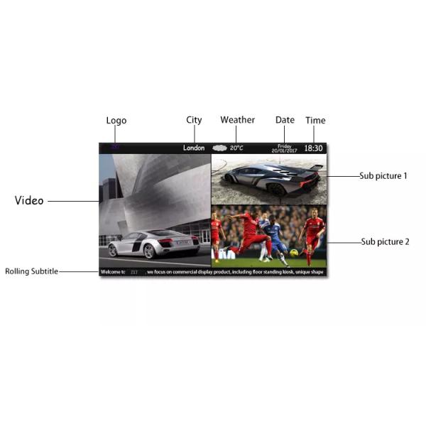 Coffee Shop Capacitive Interactive Touch Screen Kiosk 21.5 Inch Free Standing With Magazine Holder