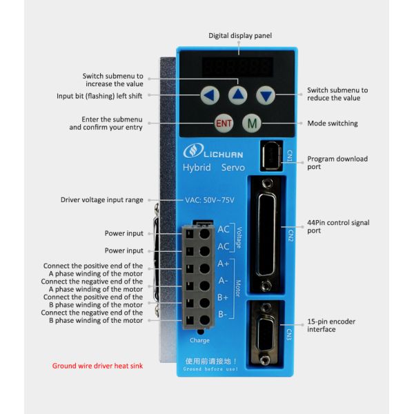 LICHUAN 4.5 N.m Nema 34 Closed Loop Stepper Motor Driver 2 Phase Closed Loop Stepper Motor with Driver LC86H280+LCDA808F