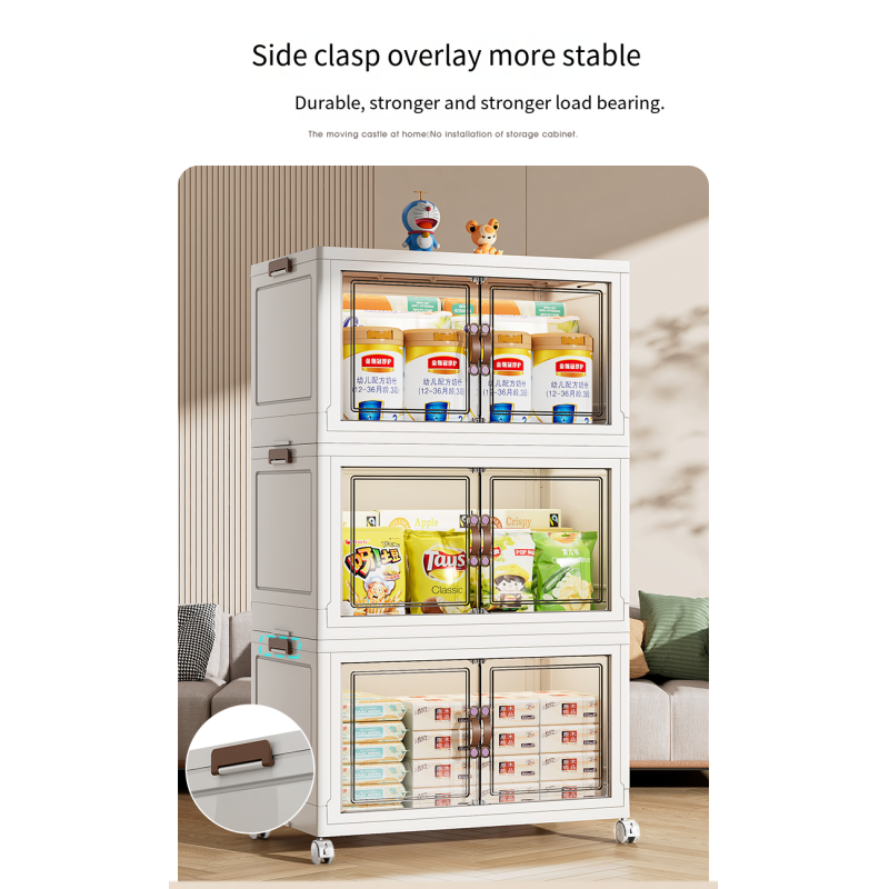 Home Transparent Clothing Folding Stackable Door Open Storage Cabinets Storage Boxes & Bins Storage Organizer