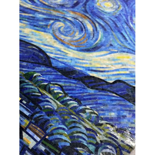 Blue Stunning Art Wall Glass Mosaics For Office and Bathroom