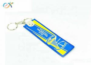 China Blue Personalized Embroidery Motorcycle Keychain Short Lanyards With Merrow Border on sale
