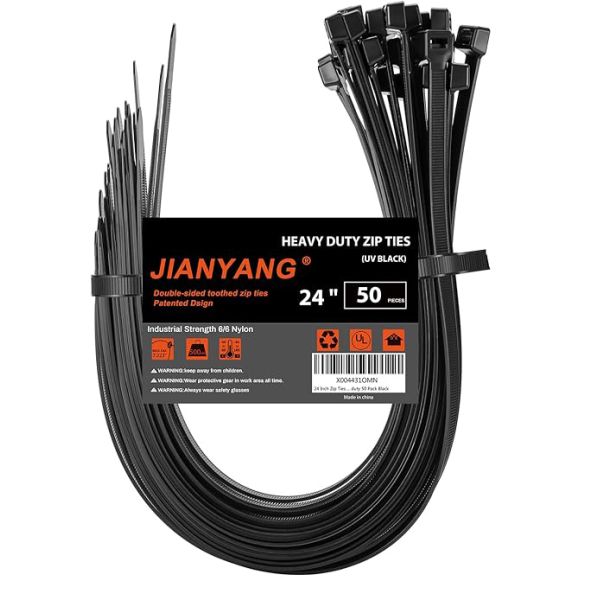 24 Inch Double Sided Zip Ties Adjustable 610mm Length UV Resistant