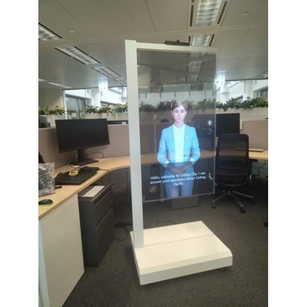 White 1080X1920 Resolution 55 inch Floor Standing Transparent OLED 3D digital human chatbot