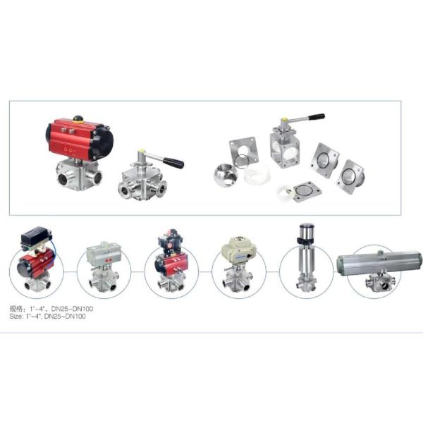 1/2" Pneumatic 3 Way Ball Valves With Tri Clamp End