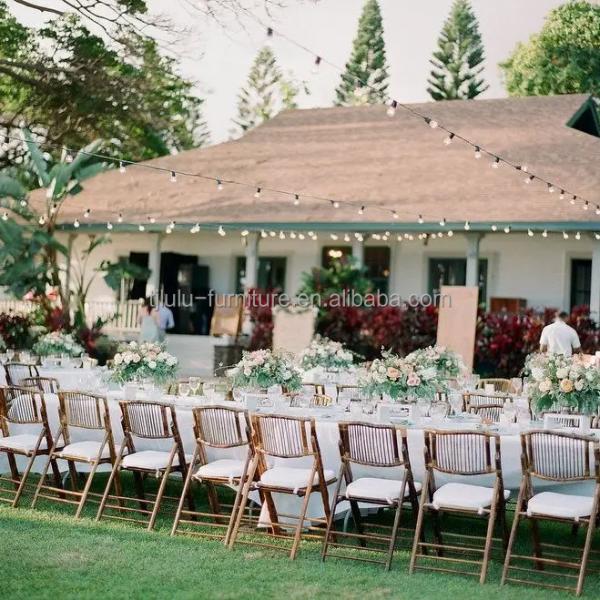 Modern Design Style Wood Rustic Bamboo Folding Outdoor Dining Chair for Event Party Furniture Wedding