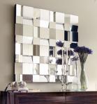 Square Faceted Angled 3D Beautiful Wall Mirrors , Large Decorative Mirrors For