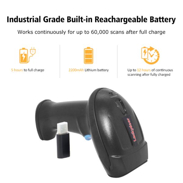 2200mAh 2.4GHz CCD Wireless Barcode Scanner BT Handheld Linear Barcode Scanner