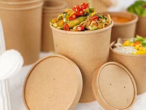 Buy cheap 16oz - 50oz Food Grade White Paper Salad Bowl With Lid , Durable Kraft Bowls product