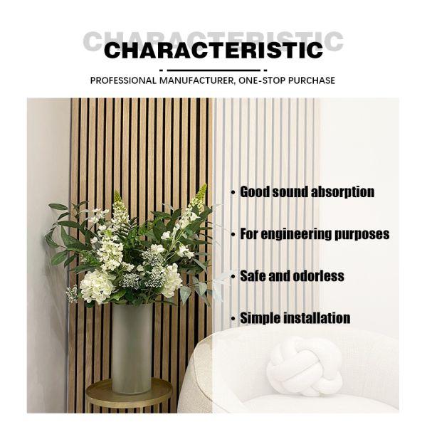 PET Surface And MDF Wood Slat Acoustic Panel For Durability