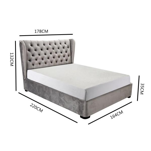 Velvet Ottoman Storage Bed Queen Size Multifunctional Practical