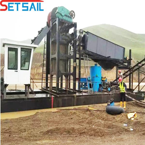 Design Bucket Chain Gold and Diamond Dredger with 4kw*3-15kw*3 Migration Device Quantity
