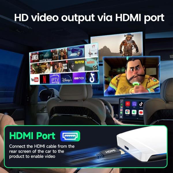 Wired Adapter Carplay Android Auto Ai Box TBox UHD USB 128GB SM6225 Bluetooth Wifi Carplay Ai Box For Apple Youtube Netflix